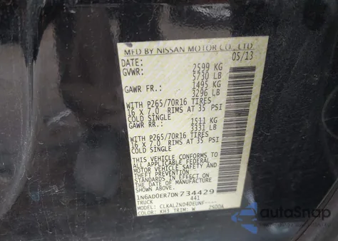 2013 Nissan Frontier Sv from USA, damaged, VIN 1N6AD0ER7DN734429